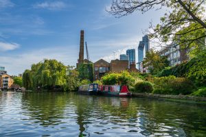 Regent’s canal view in Islington area of London