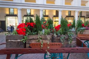 Christmas decoration with plants and flowers in Covent Garden, London. 