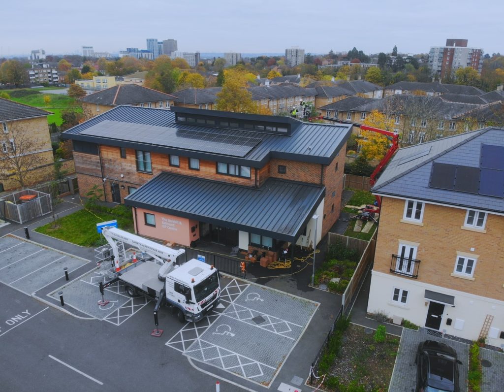 Birds Eye View of the bird proofing operation, Surrey